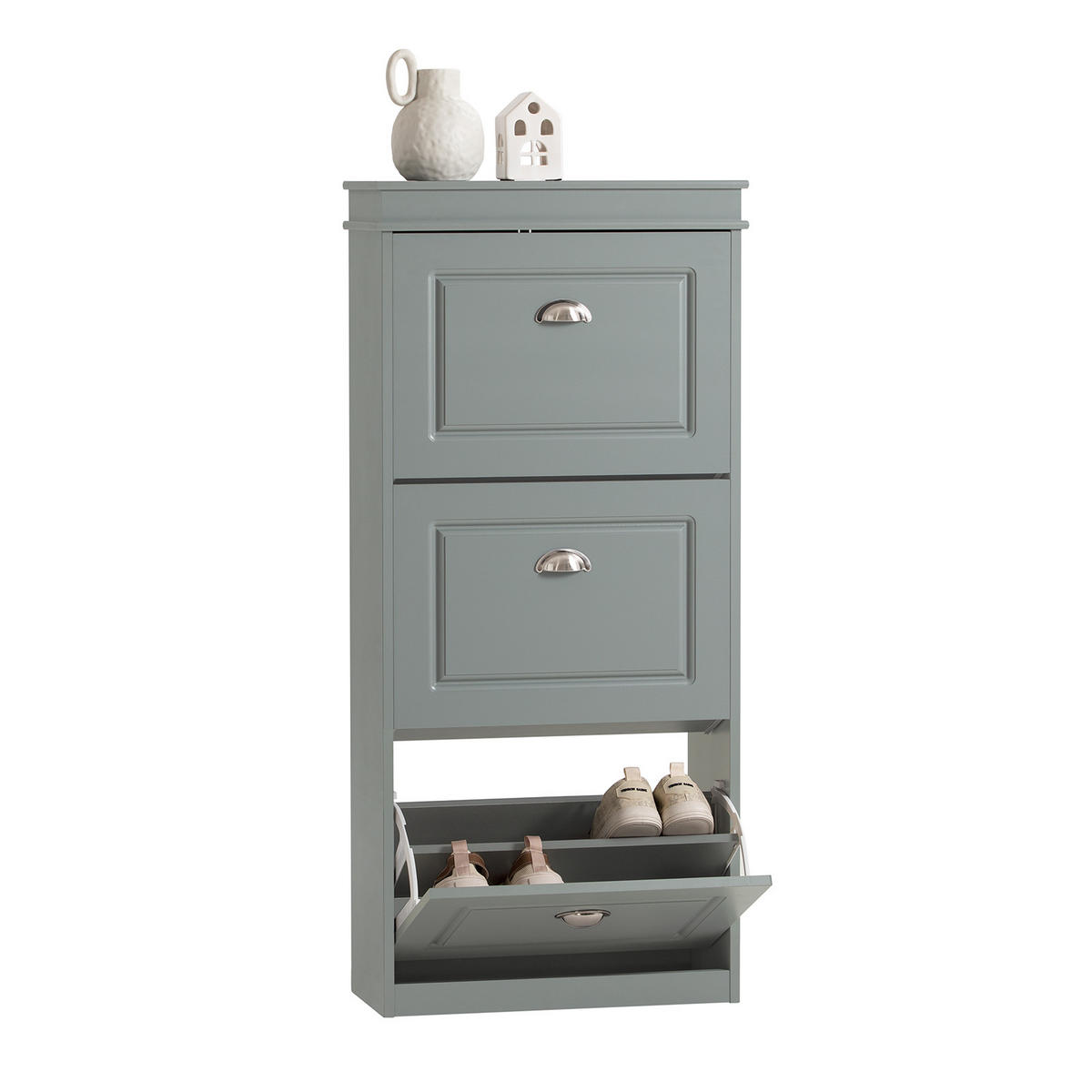 SCHUHSCHRANK Grau - Grau, Holzwerkstoff (53/117/24cm) - SoBuy