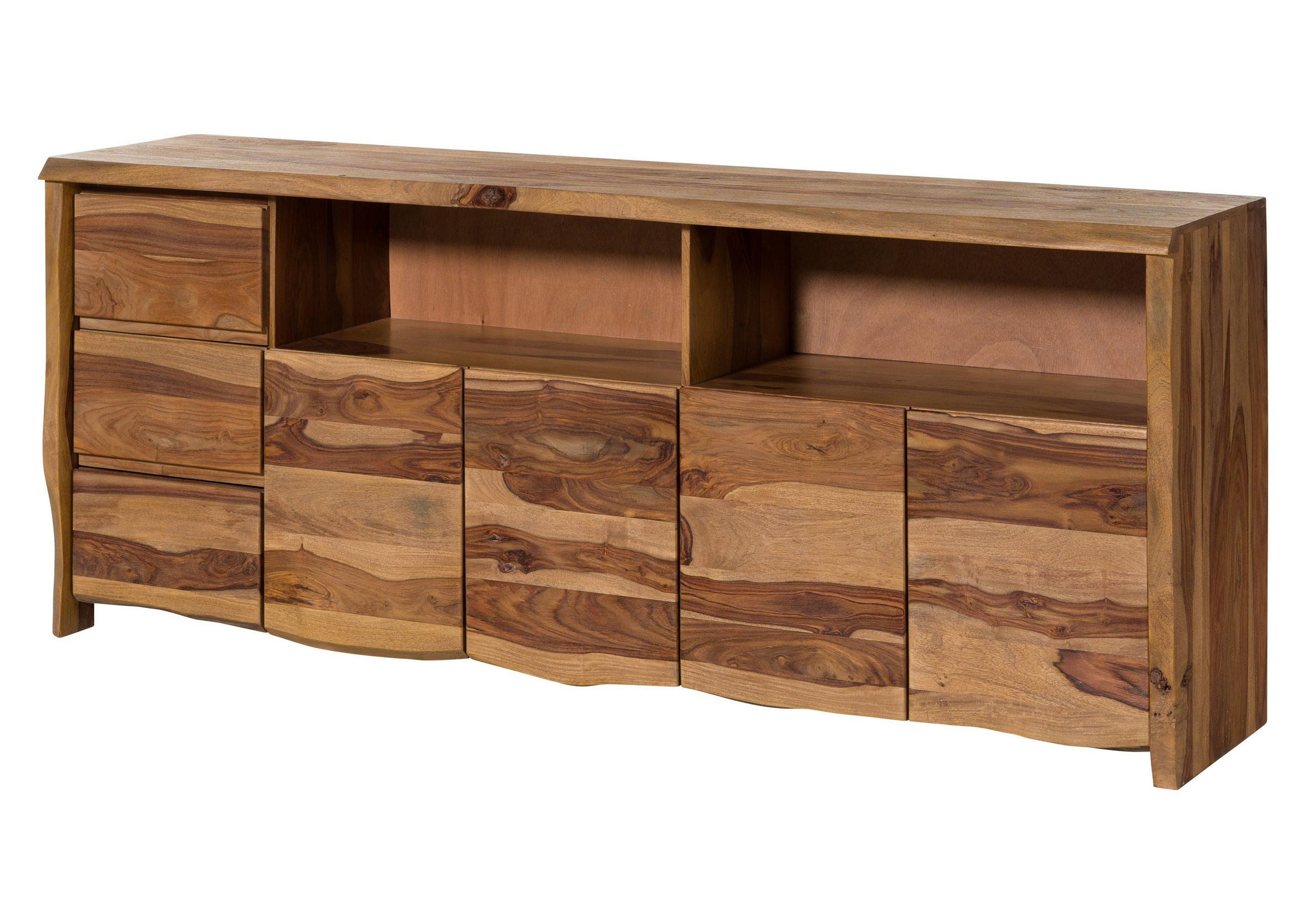 SIDEBOARD Sheesham 200x45x80 natur lackiert / sandgestrahlt PURE SHEESHAM #217 - Braun, Holz (200/80/45cm) - Massivmoebel24