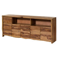 SIDEBOARD Sheesham 200x45x80 natur lackiert / sandgestrahlt PURE SHEESHAM #217 - Braun, Holz (200/80/45cm) - Massivmoebel24