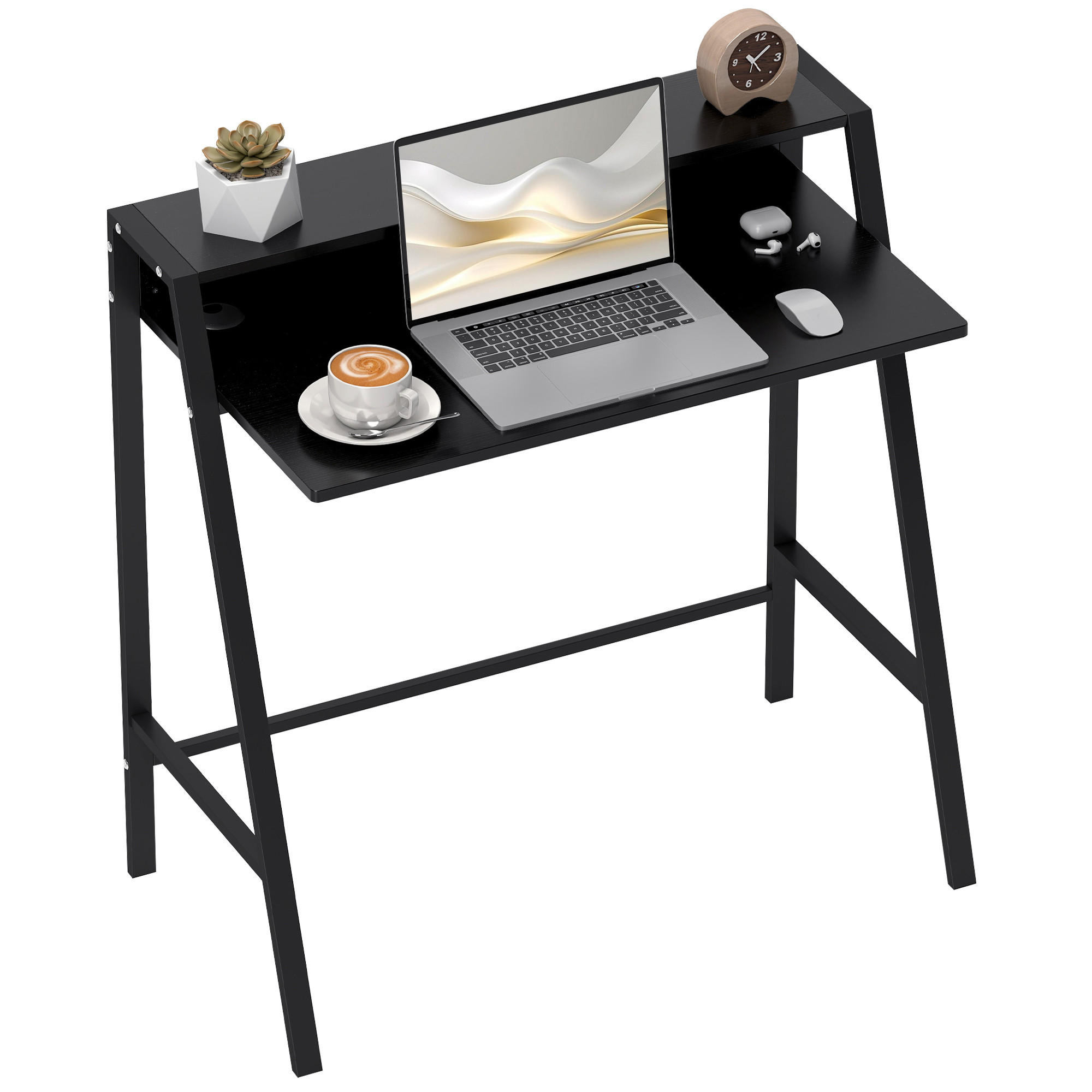 SCHREIBTISCH, MDF, Eisen, Schwarz - Schwarz, Kunststoff (84/45/85cm) - HOMCOM