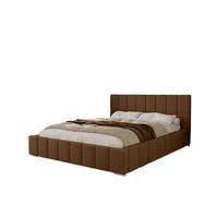 POLSTERBETT Alma 180x200 cm, Doppelbett mit Bettkasten und Lattenrost aus Holz, Velourstoff: Dunkelbraun - Dunkelbraun, Holz/Kunststoff (180/200cm) - Marpur