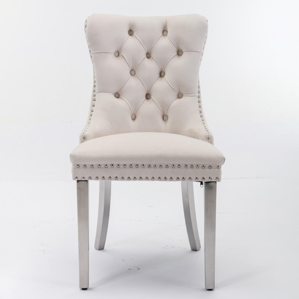 ESSZIMMERSTUHL 2er-Set hohe Rückenlehne Samt Beige - Beige, Metall (50/95/65cm) - Meubliv