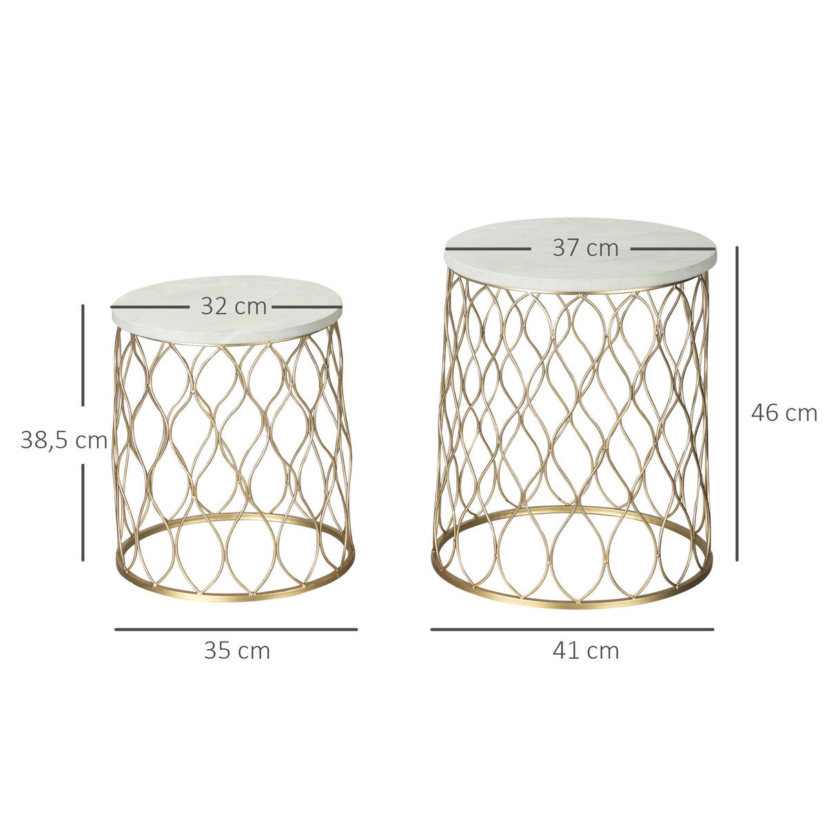 COUCHTISCH rund, Gartentisch, Gold, Steel - Goldfarben, Metall (41/41/46cm) - Outsunny