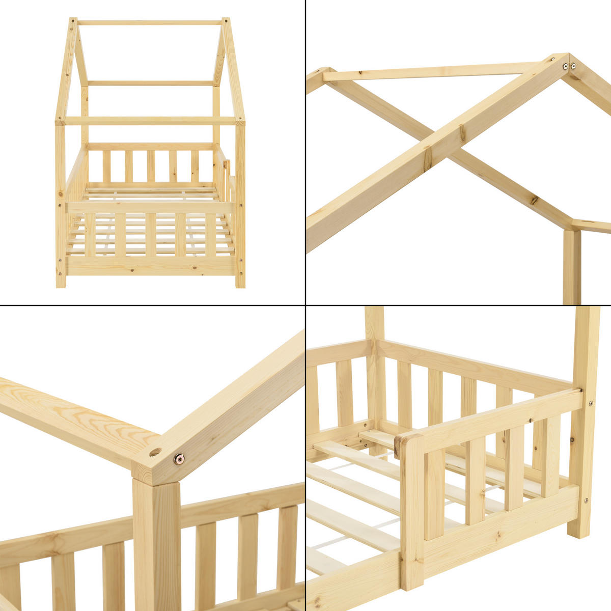 HAUSBETT Treviolo - Naturfarben, Holz (70/140cm) - [en.casa]