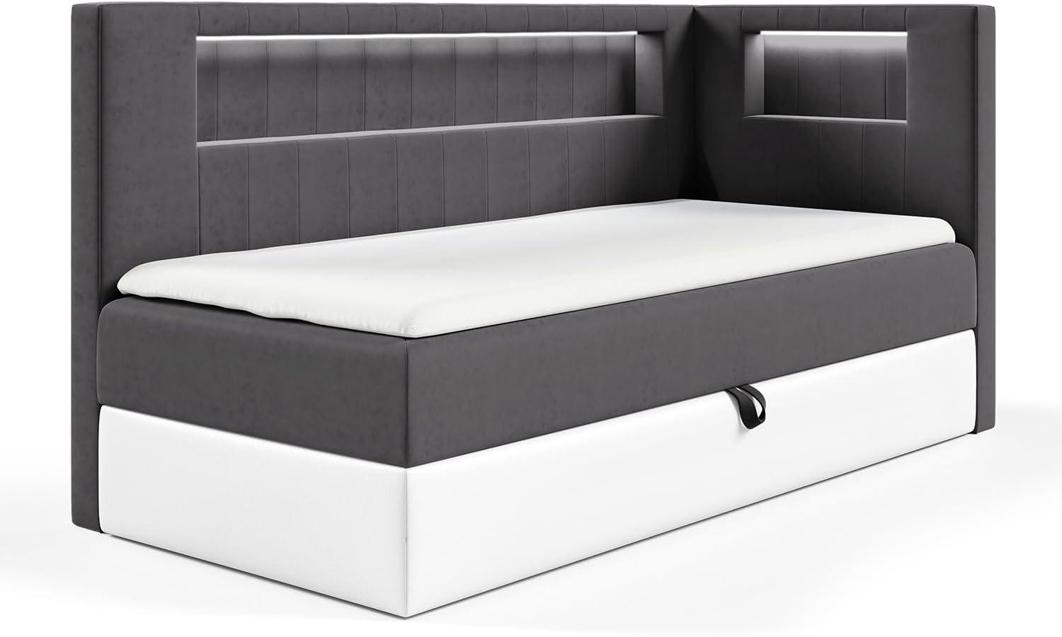 KINDERBETT GARETH 3 - Dunkelgrau/Weiß, Holzwerkstoff (93/212cm) - Meblini