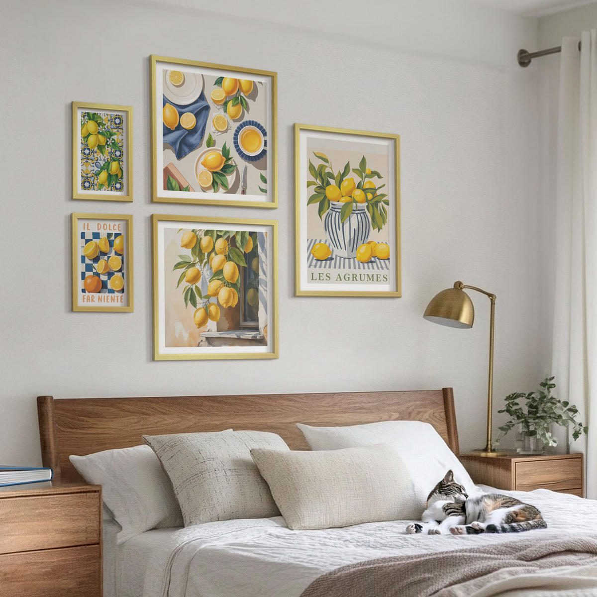 BILDER SET 5er Set - 50x50 cm & 20x30 cm & 40x60 cm Goldrahmen - Rustikale Cocktails mit Olivenblüten - Goldfarben, Kunststoff (40/60cm) - TULUP
