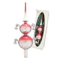 BAUMSPITZE Glöckchen Umsponnen 2-farbig Rot 33cm (Glas / 1 Stk.) - Rot, Glas (33cm) - Krebs Glas Lauscha