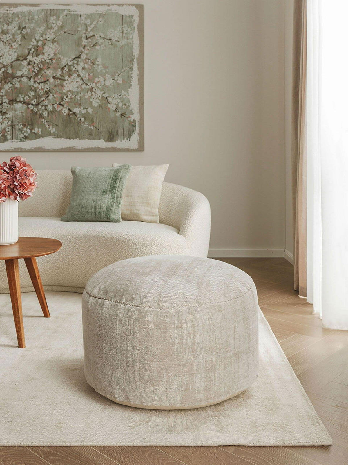 POUF Nova Hellgrau 55x55x30 cm - Grau, Textil (55/30/55cm) - KUNSTLOFT