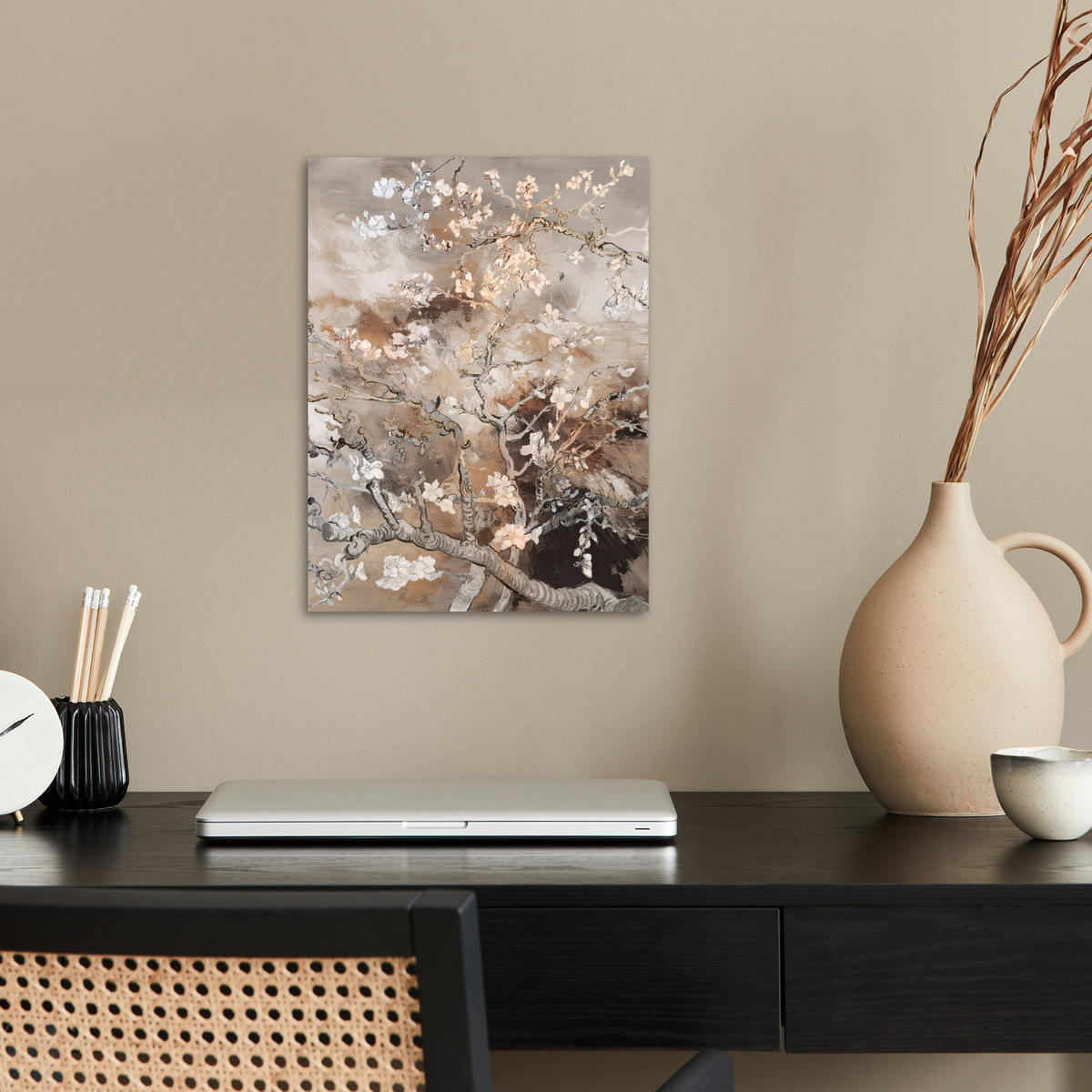 PLAKÁT Mandlový květ - Umění - Van Gogh - Béžová - Abstraktní 30x40 cm - hnědá, papír (30/40/0.1cm) - MuchoWow