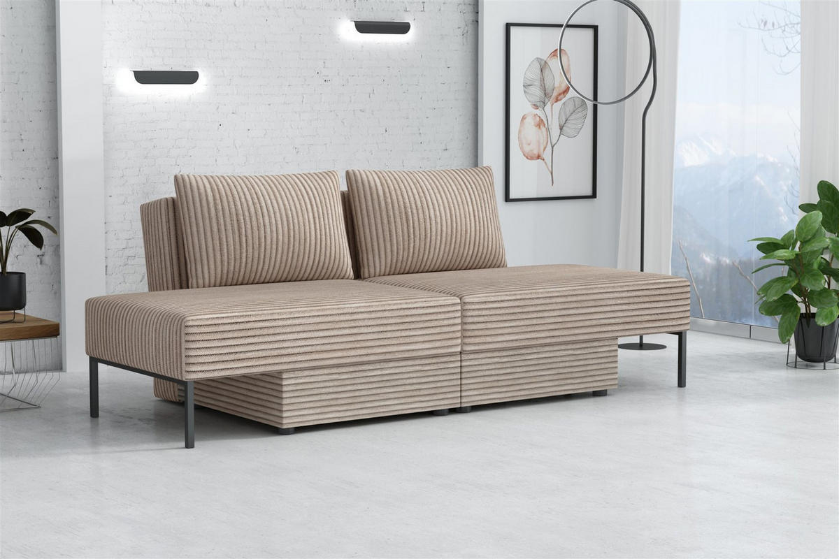 SCHLAFSOFA Gorka - Beige, Holzwerkstoff/Textil (240/87/103cm) - Fun Möbel