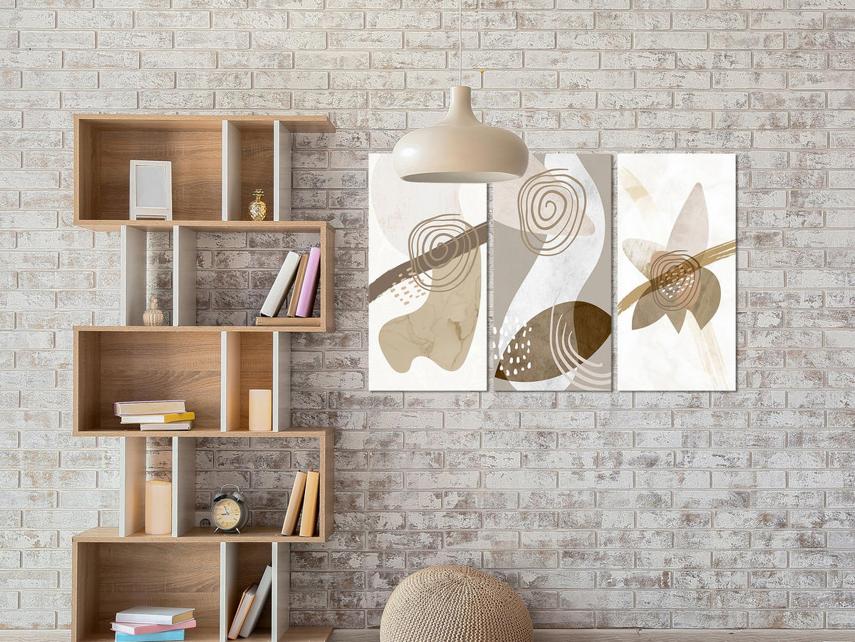 KUNSTDRUCK Beige 90/60 cm - Beige/Weiß, Textil (90/60cm) - KUNSTLOFT