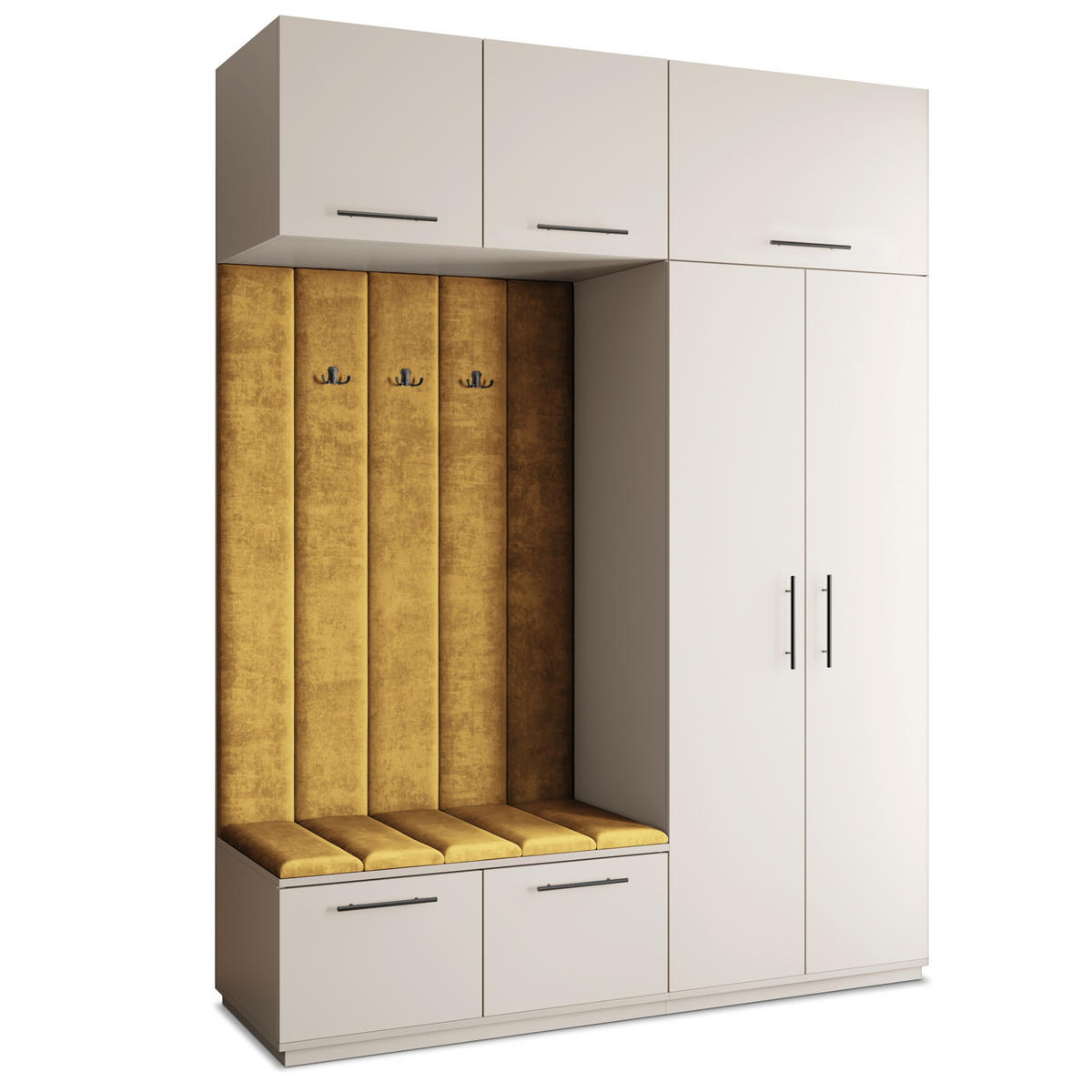 GARDEROBENSCHRANK REMA 180/240/60 cm Modern Garderobe-Set Kaschmir - Kaschmir/Gelb, Holzwerkstoff (180/240/60cm) - MASSENO