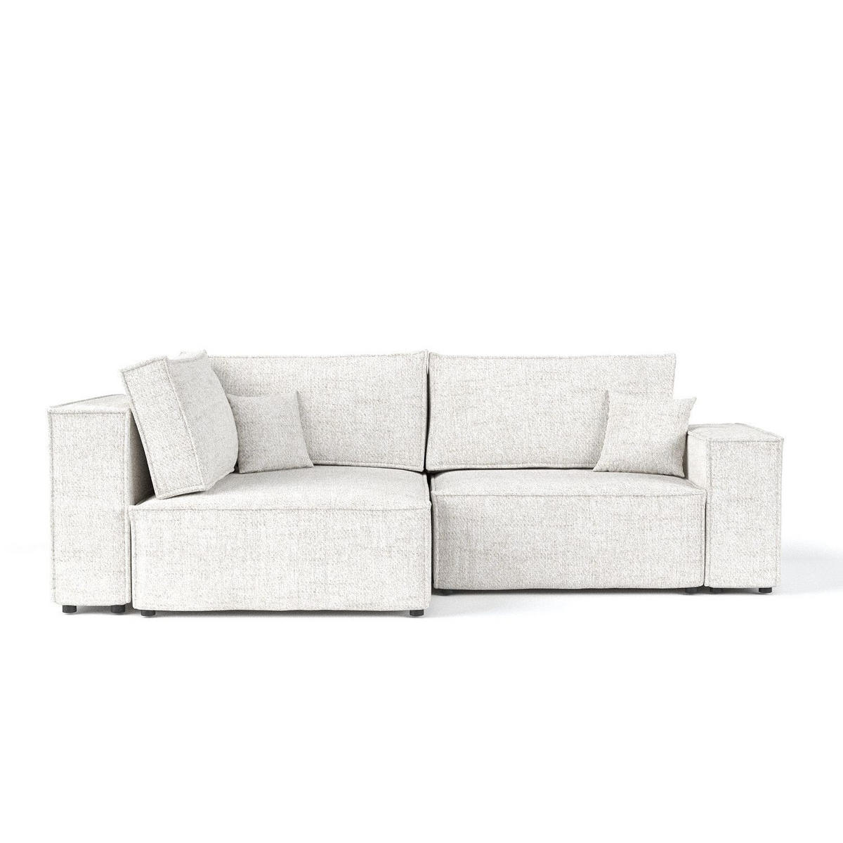 ECKSOFA AVION mit Schlaffunktion Creme im Neve Stoff - Creme/Schwarz, Holz/Holzwerkstoff (253/148cm) - AltaBeds