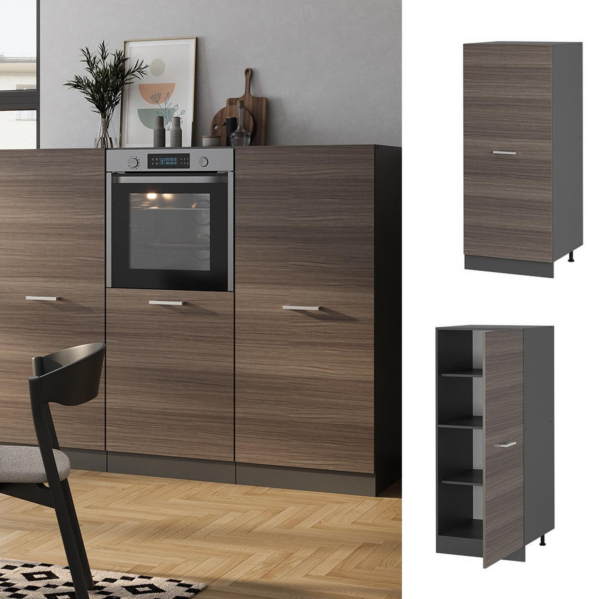 VORRATSSCHRANK R-Line Edelgrau 60 cm - Anthrazit/Grau, Holzwerkstoff (60/143/57cm) - Vicco