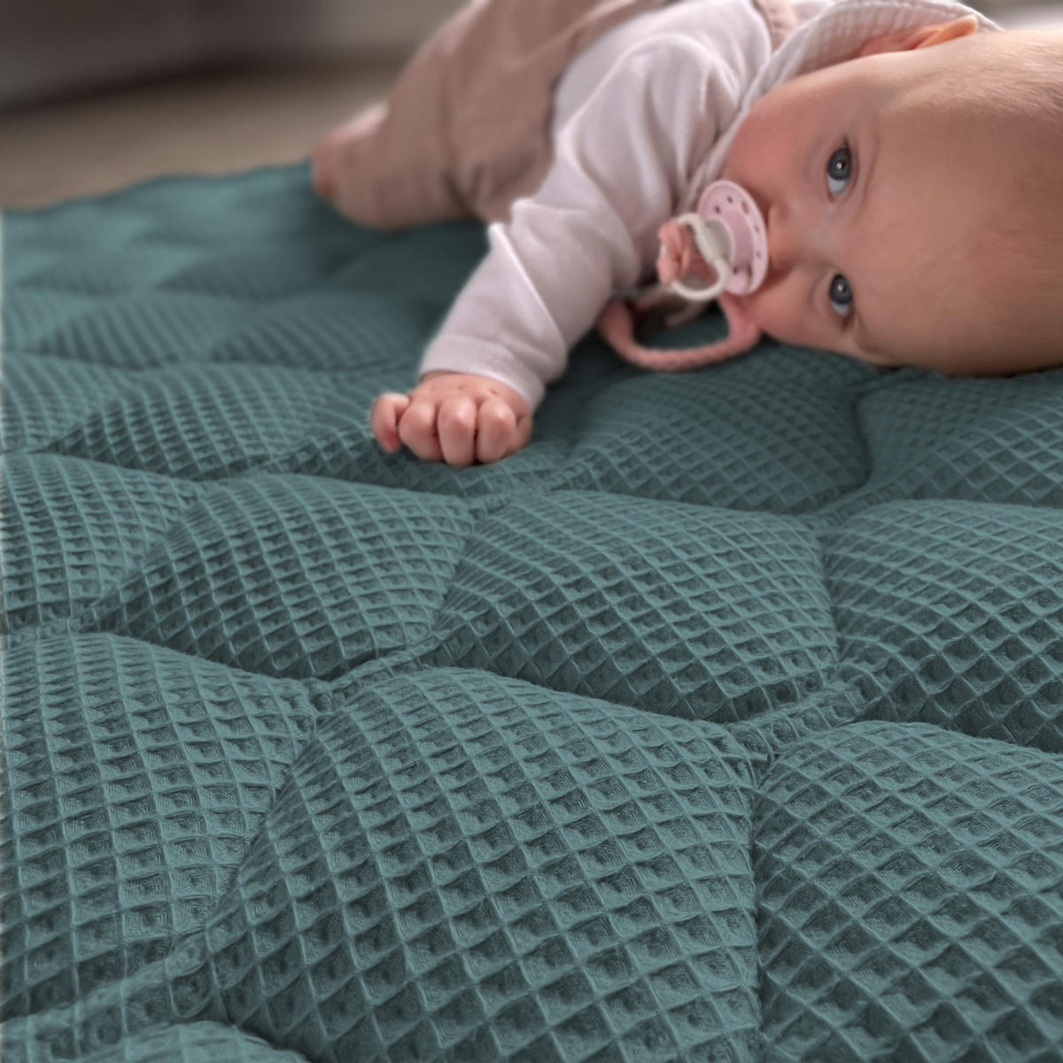 KRABBELDECKE Petrol 130x150cm - Petrol, Textil (130/150cm) - Sanosoft