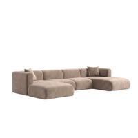 ECKSOFA U-Form, Velvet-Stoff Bluvel, Latte, GRETA - Hellbraun, Holz (408/70/179cm) - Kaiser Möbel