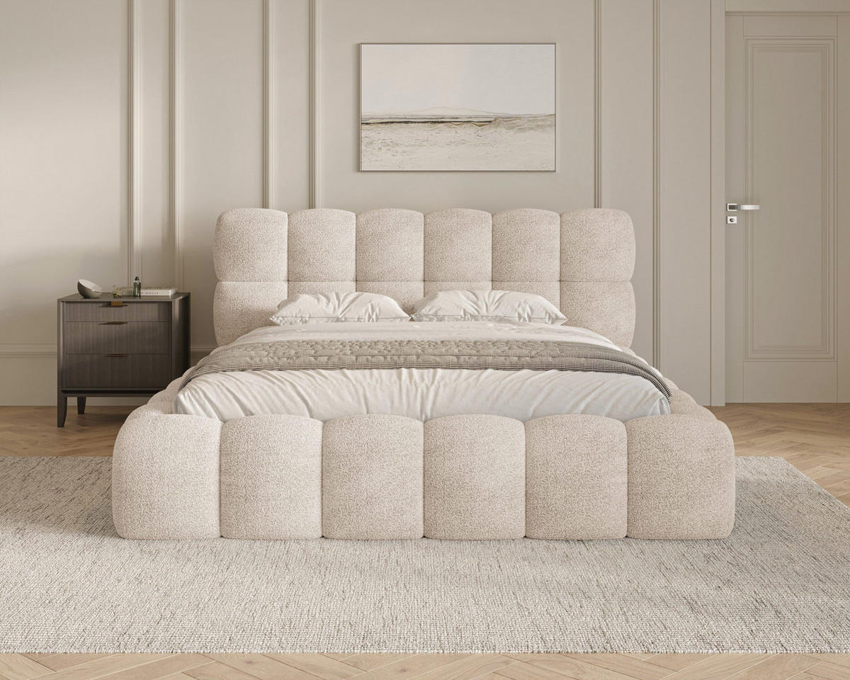POLSTERBETT - Bett 19 - 180x200 - Beige (Arena 02) - Beige, Holzwerkstoff/Textil (180/200cm) - Möblo