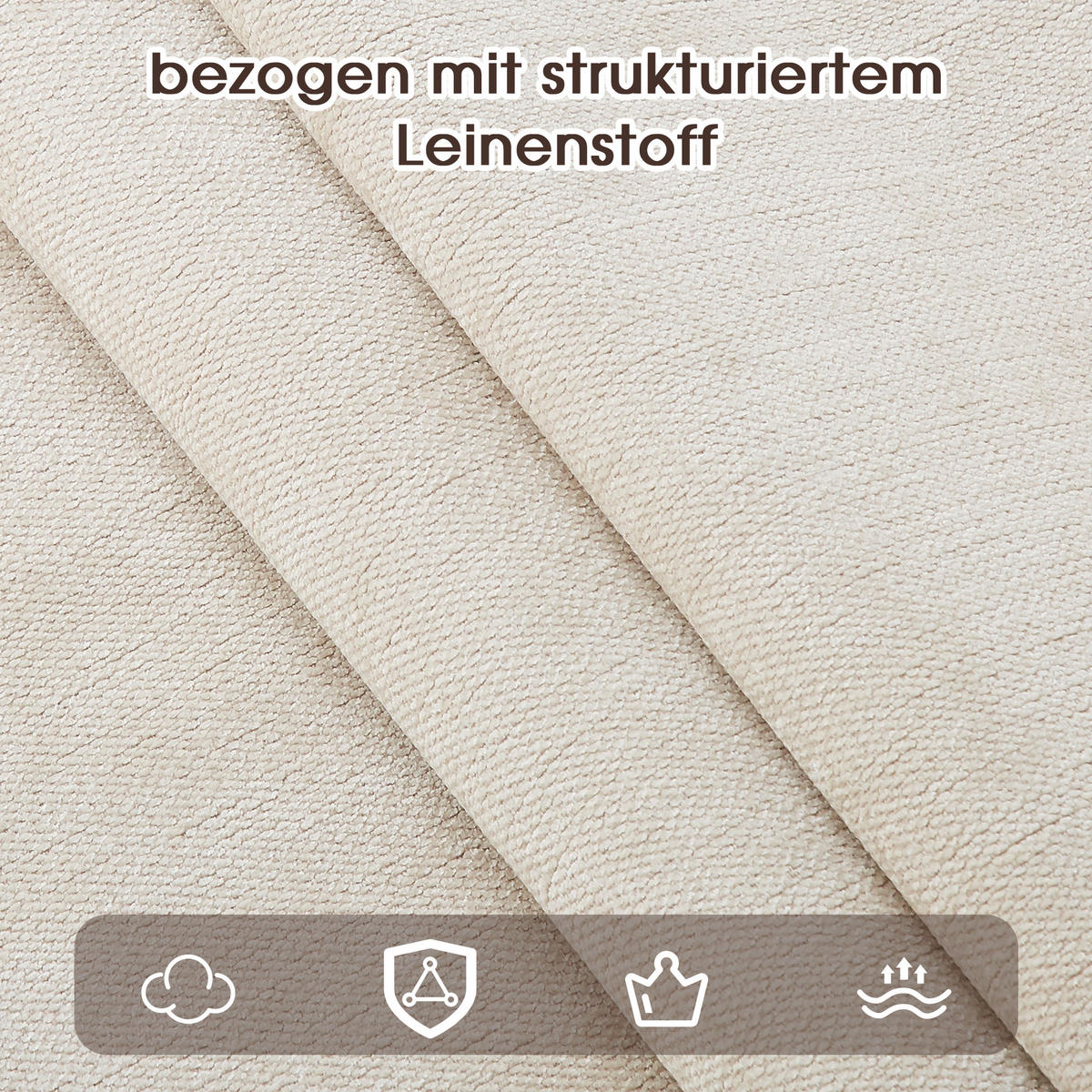 ESSZIMMERSTUHL 6er Set Leinen Walnuss Holzoptik Modern - Walnussfarben, Naturmaterialien (61.5/83/52.5cm) - FLIEKS