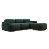 ECKSOFA Beidseitig Bouclé Stoff Grün - Dunkelgrün/Braun, Holz/Textil (270/190cm) - Makamii