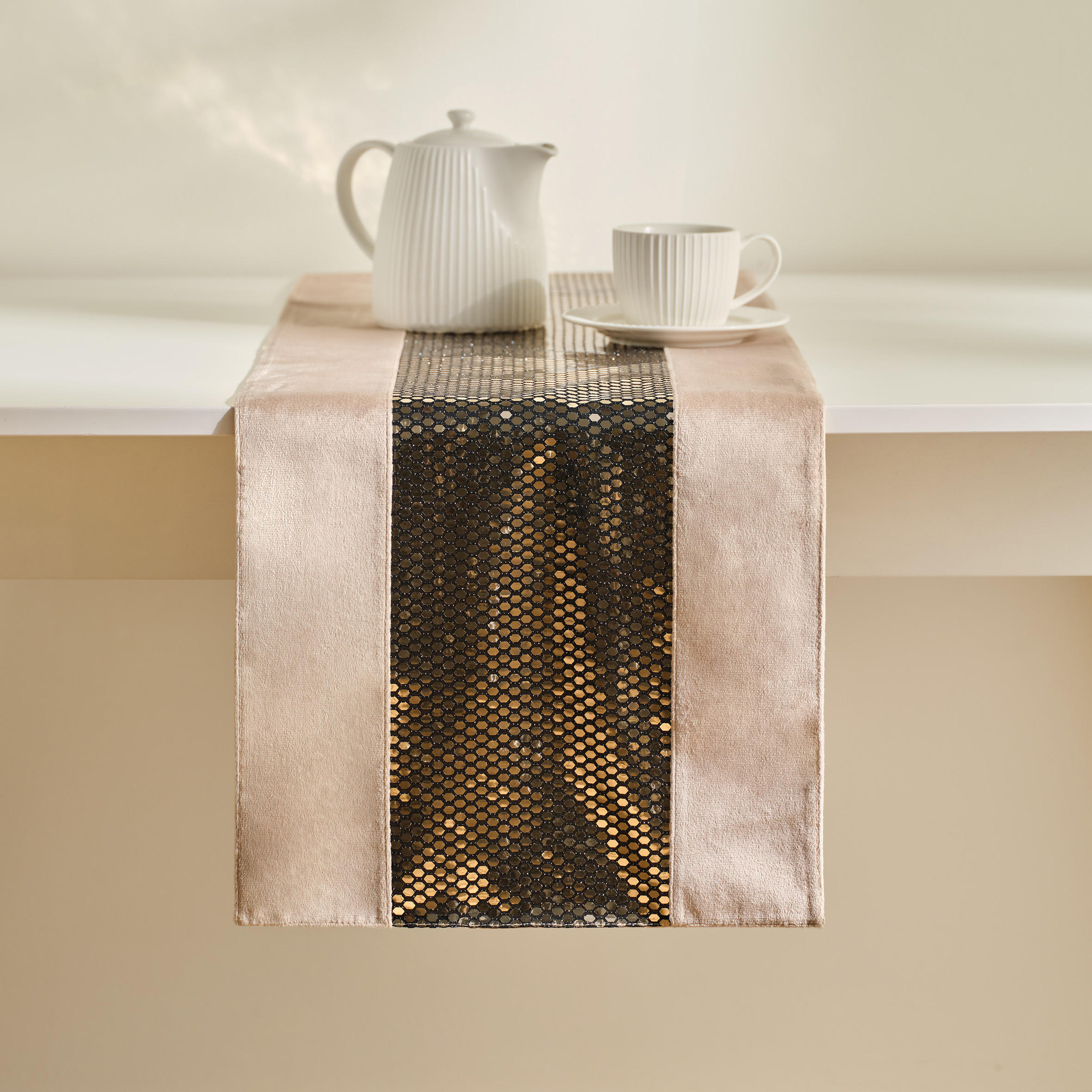 TISCHLÄUFER Fever - Beige, Textil (180/35/1cm) - home&you