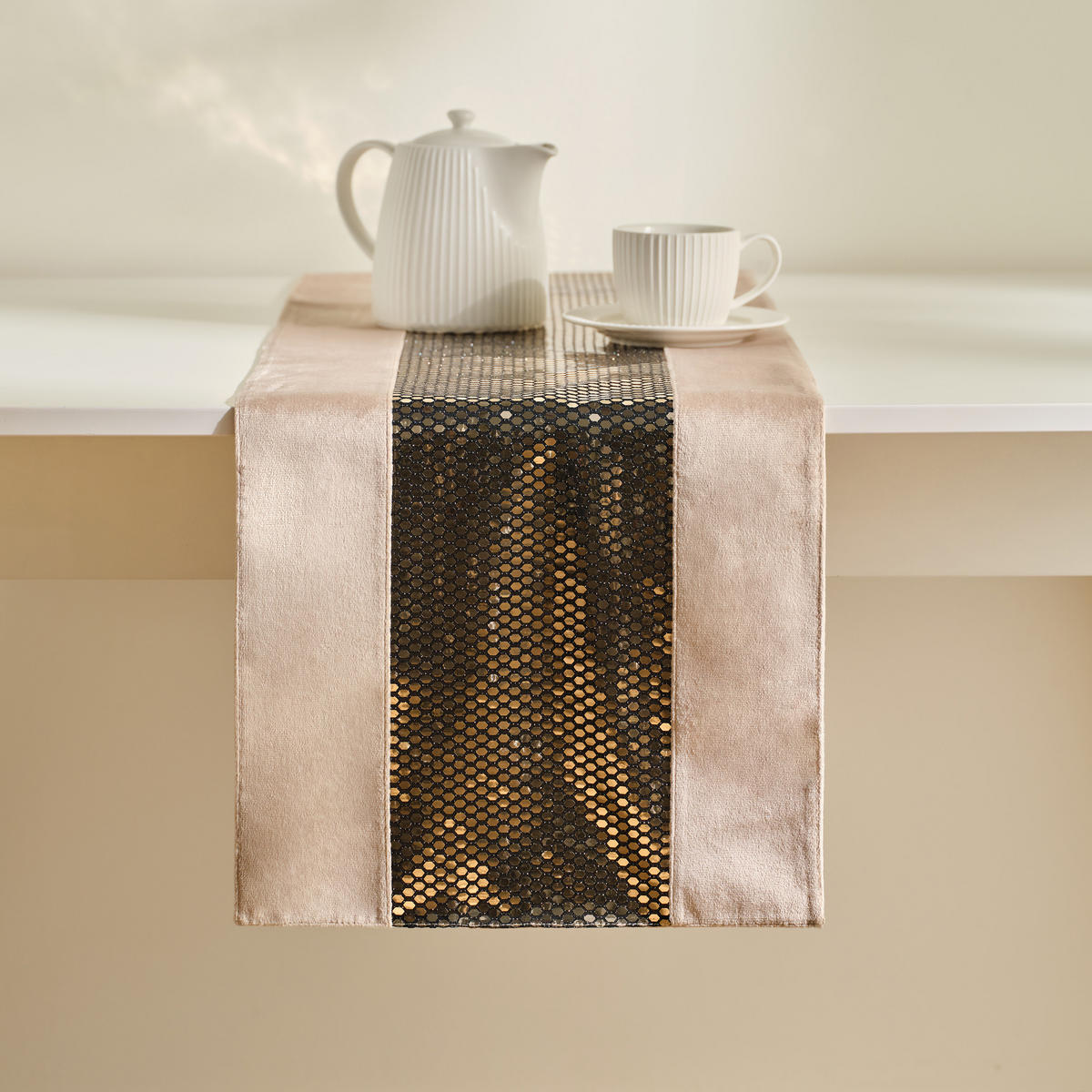 TISCHLÄUFER Fever - Beige, Textil (180/35/1cm) - home&you