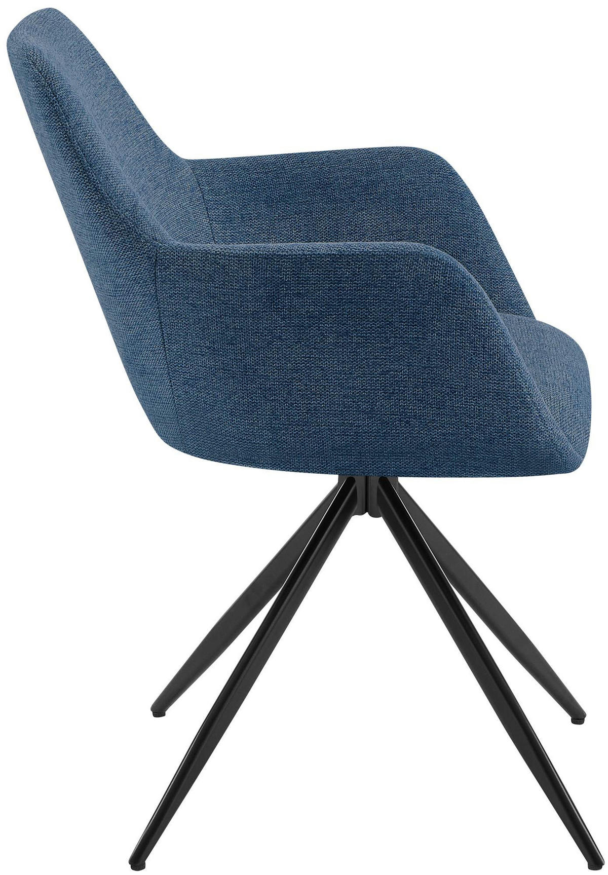 ARMLEHNENSTUHL Stoff blau - Blau/Schwarz, Textil/Metall (56/81/62cm) - CLP
