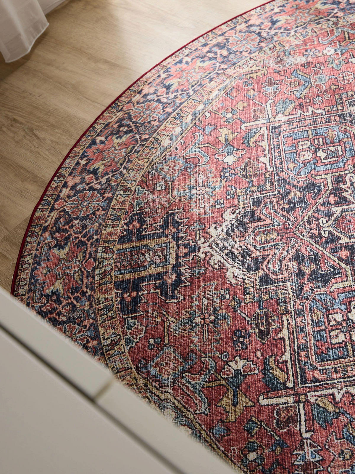 VINTAGE-TEPPICH George waschbar ø 160 cm rund - Beige/Multicolor, Kunststoff (160/160cm) - benuta