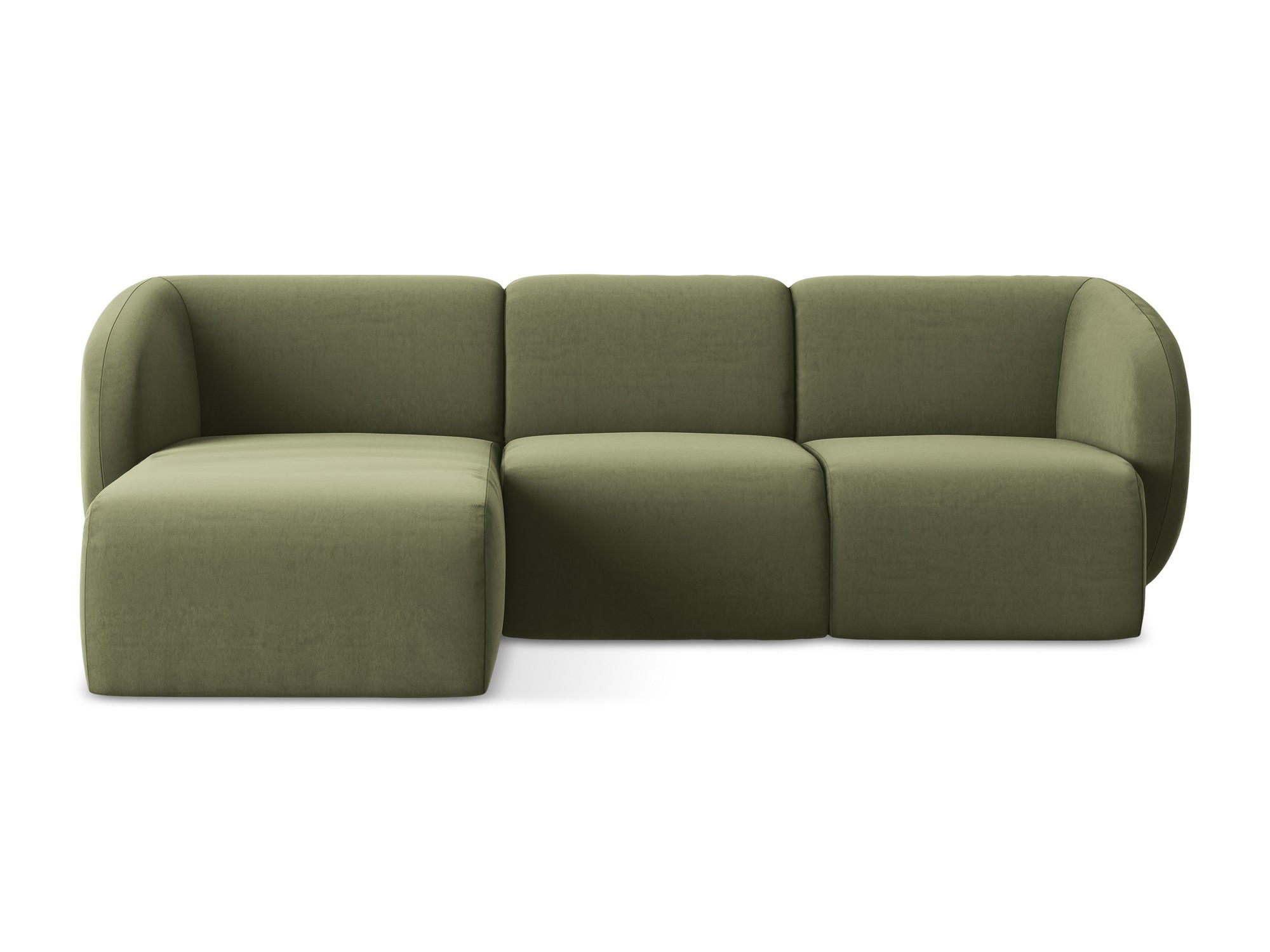 ECKSOFA Links Samt Stoff Grün - Schwarz/Olivgrün, Holzwerkstoff/Kunststoff (248/166cm) - Makamii