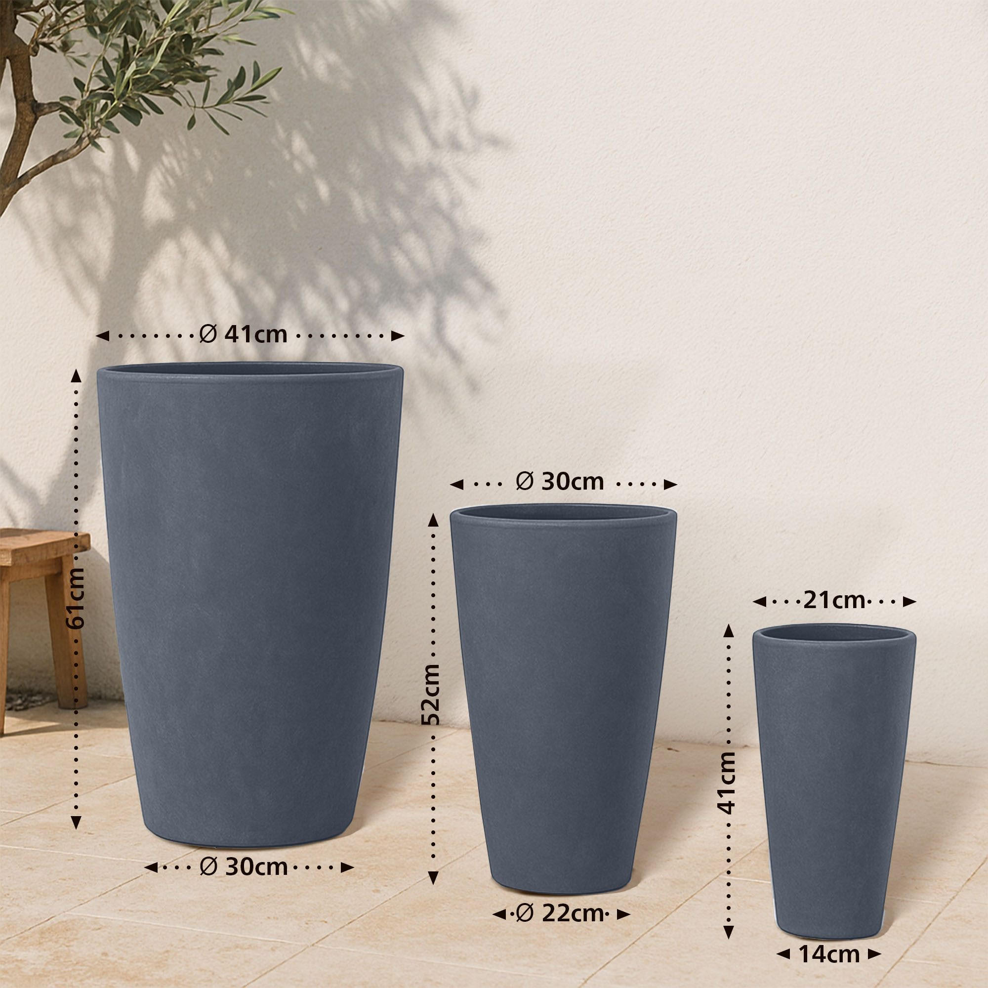 PFLANZKÜBEL 3er Set Anthrazit - Anthrazit, Kunststoff (41/61cm) - CLP