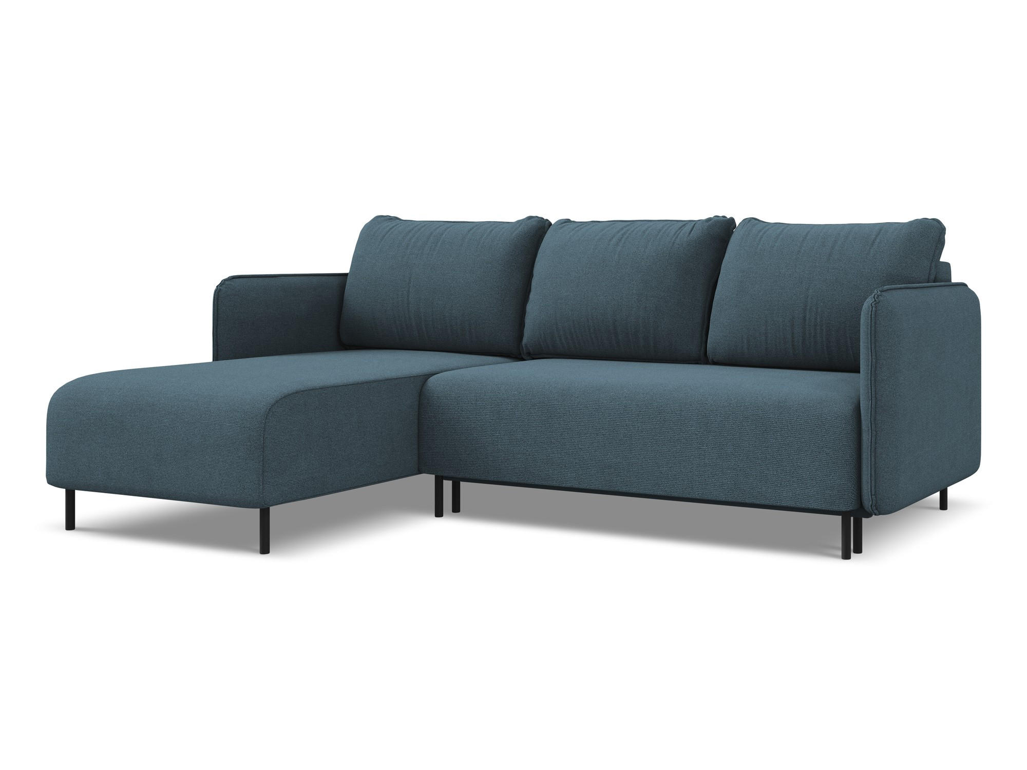 ECKSOFA mit Schlaffunktion Strukturstoff Stoff Blau - Blau/Blaugrau, Holz/Textil (162/236cm) - Makamii