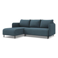 ECKSOFA mit Schlaffunktion Strukturstoff Stoff Blau - Blau/Blaugrau, Holz/Textil (162/236cm) - Makamii