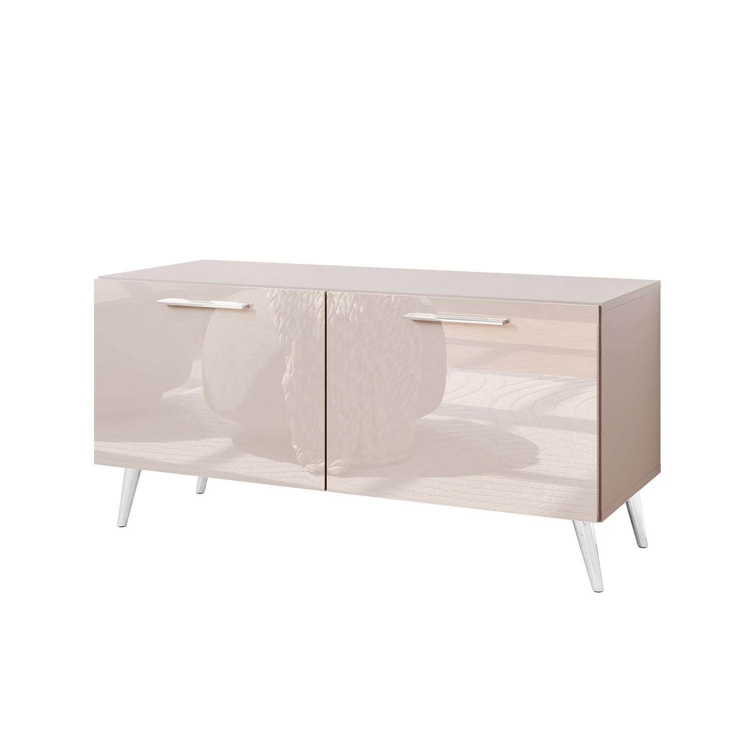 TV-ELEMENT AURA 100 KASCHMIR Hochglanz auf schrägen silbernen Beinen - Kaschmir/Silberfarben, Holzwerkstoff (100/49/40cm) - Lookway