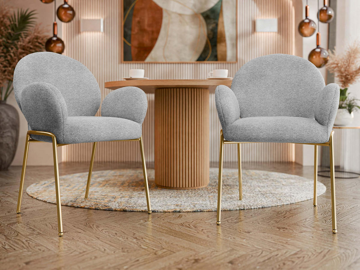 STUHL-SET Muz DC-1261/GL - Goldfarben/Grau, Textil/Metall (63/86/64cm) - MIRJAN24