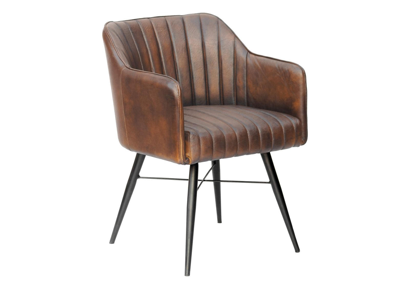 STUHL Echtleder (Büffel) 54 x 61 x 76 cm braun IRON LABEL #11 - Braun, Leder (54/76/61cm) - Massivmoebel24