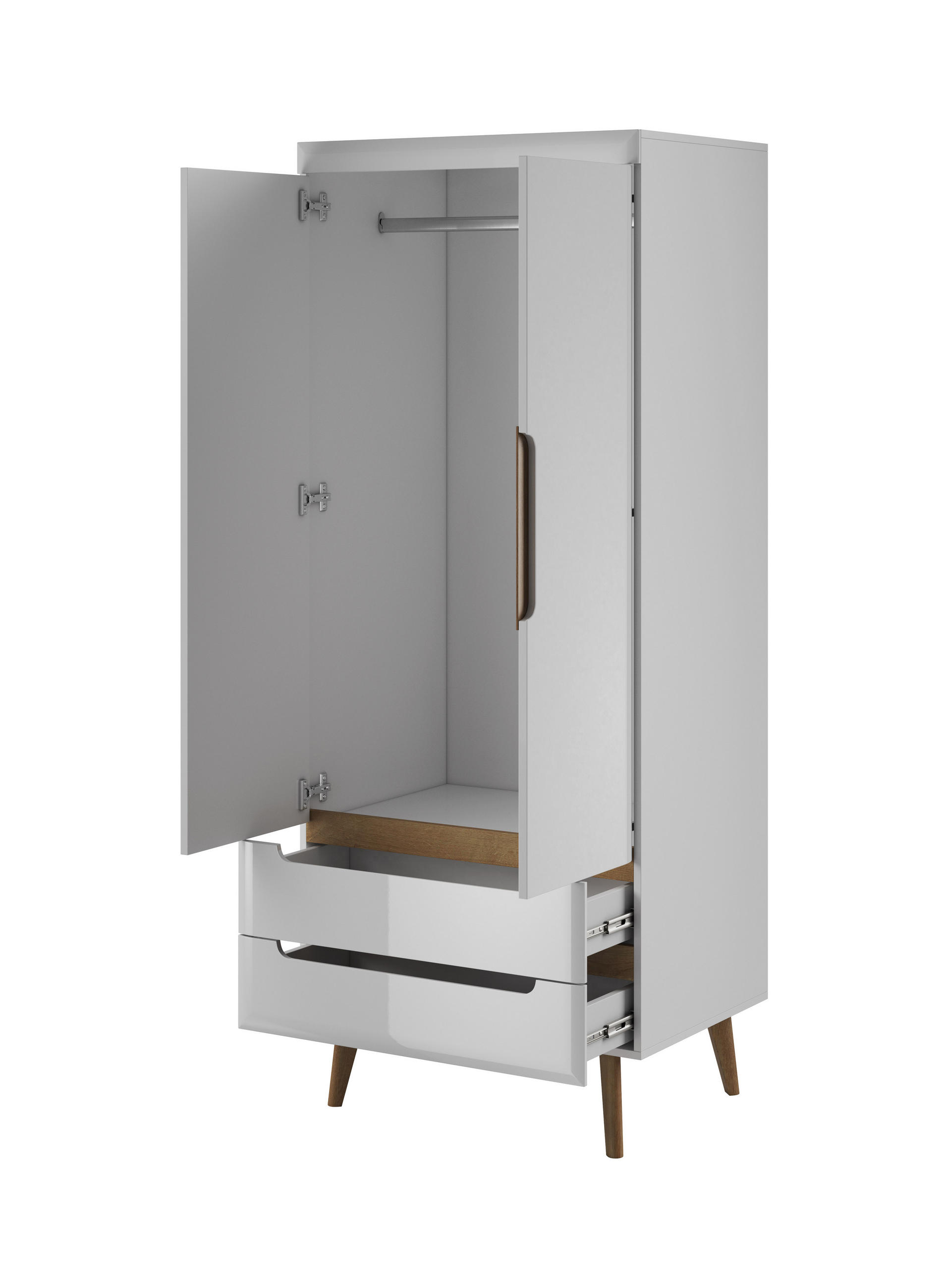 DREHTÜRENSCHRANK NORDICO 80/197/56 cm 2-türig Weiß - Weiß, Holzwerkstoff (80/197/56cm) - MASSENO