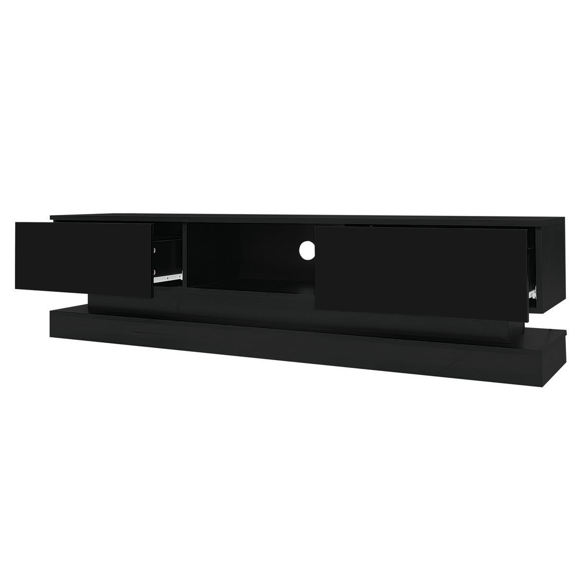 LOWBOARD 160/35/40,5 cm aus Spanplatte mit LED-Beleuchtung und 2 Schubladen Schwarz - Schwarz, Holzwerkstoff (160/40.5/35cm) - Modenvie