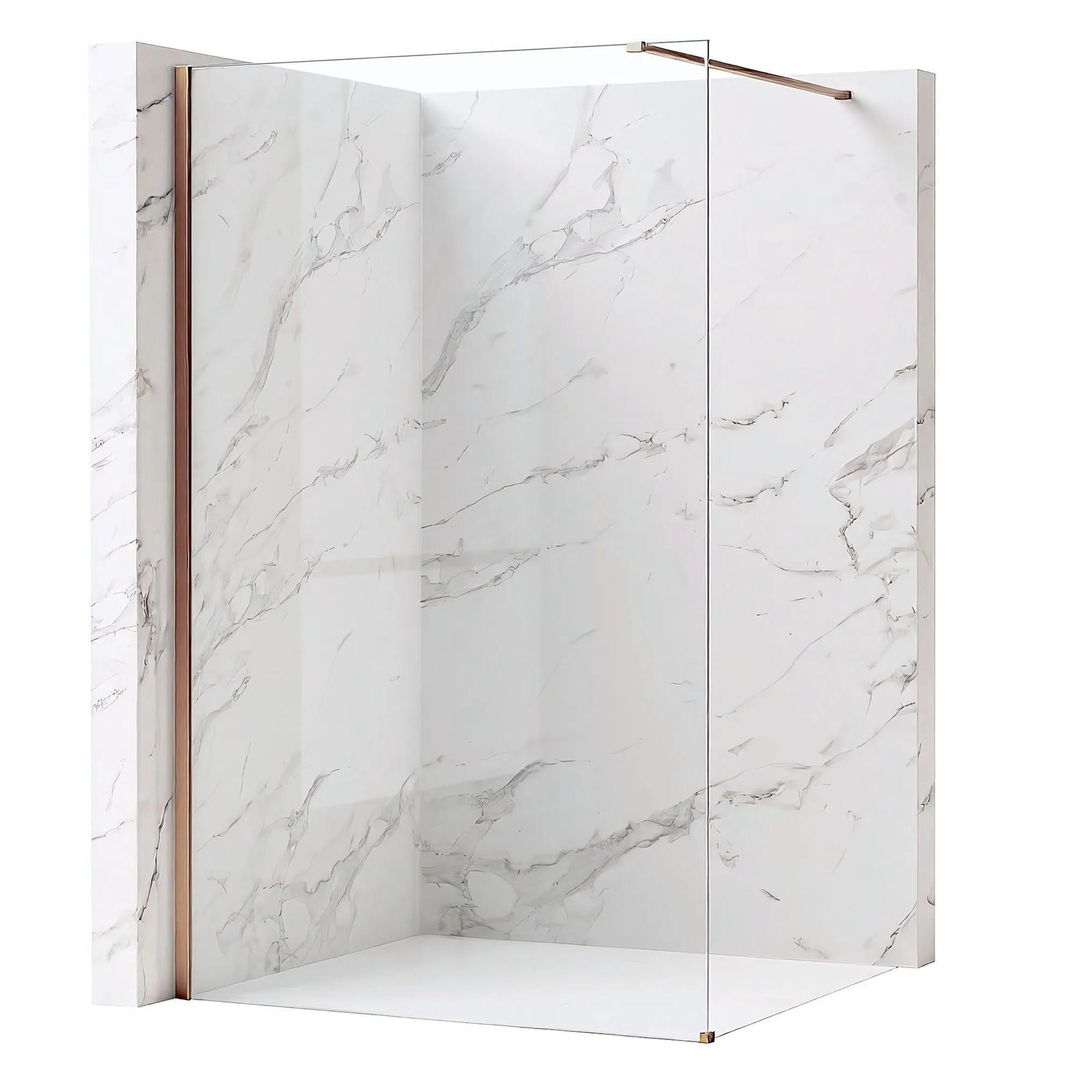 DUSCHWAND Rea Flexi Transparent / Brush Copper 100 - Kupferfarben, Glas (120/100/195cm) - REA