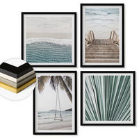 WANDBILDER 4er-Set - 50x50 cm & 40x60 cm Schwarzer Rahmen - Tropenurlaub - Schwarz, Kunststoff (50/50cm) - ArtPrintCave