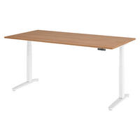 SCHREIBTISCH elektrisch XBHM 100/200/74 cm in Nussbaumfarben/Weiß/Alu poliert - Nussbaumfarben/Weiß, Holzwerkstoff (100/200/74cm) - bümö