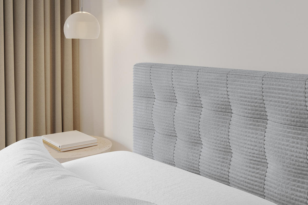 POLSTERBETT mit Bettkasten und Lattenrost, Boxbett ohne Matratze - PARI 180x200 Grau - Alufarben, Holzwerkstoff/Textil (180/200cm) - ALTDECOR