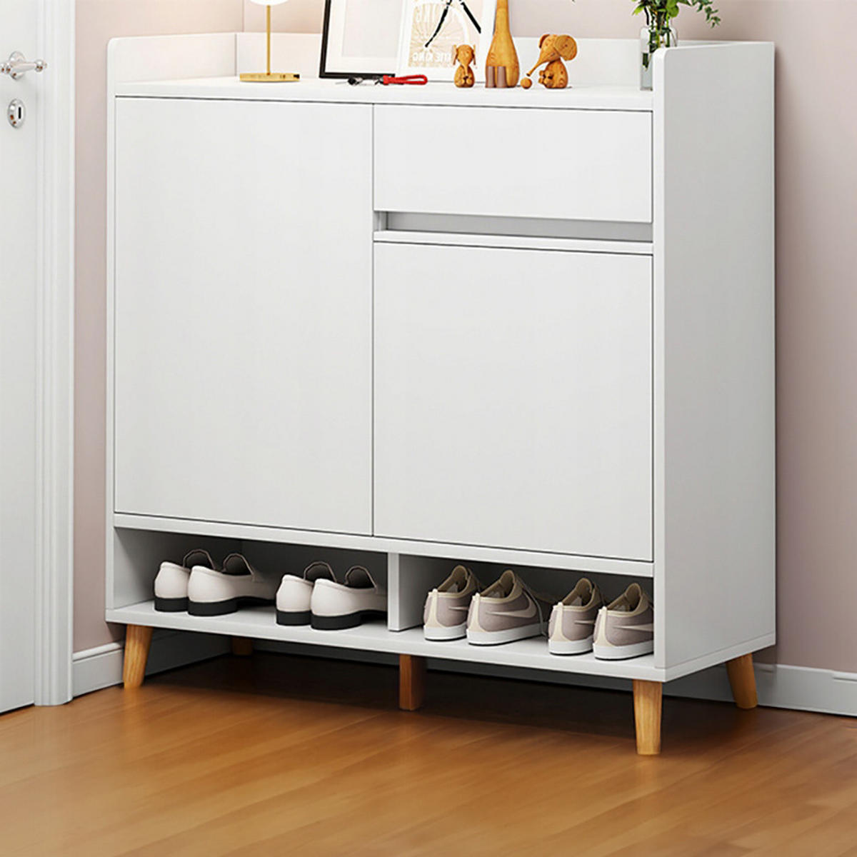 SCHUHSCHRANK Weiß 90/60/32 cm - Weiß, Holz (15/38/85cm) - MUVU