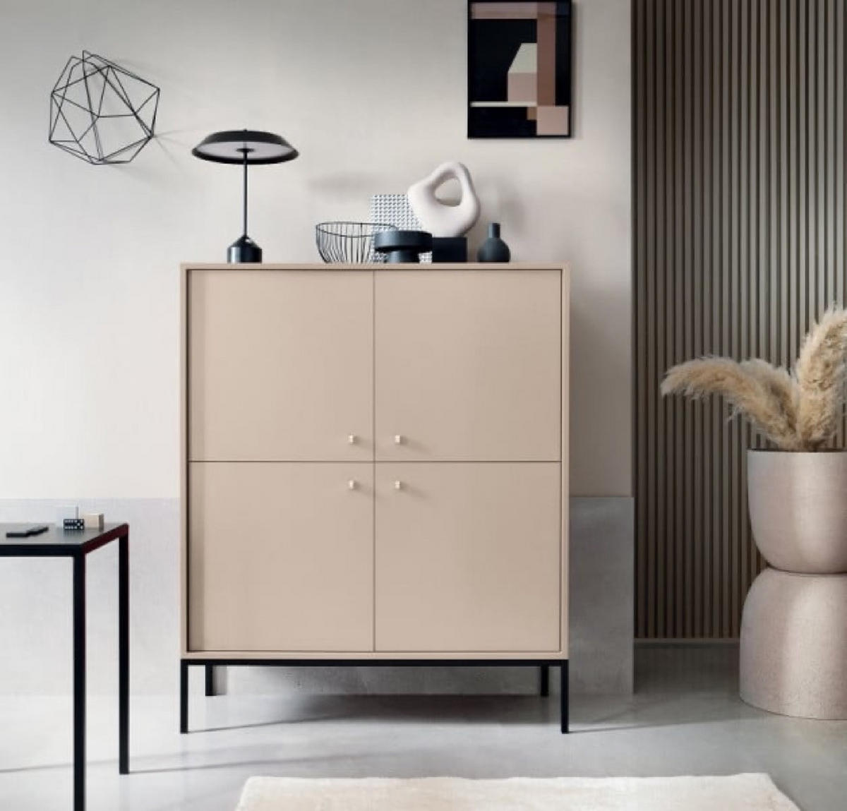 KOMMODE Beige MK104 Mit Schwarzem Gestell - Beige, Holzwerkstoff (103.5/125.5/39cm) - Sepro Meble