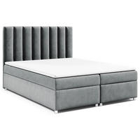 BOXBETT mit Bettkasten Trinity K-10 Bonellfederkern inkl. Topper - Grau, Holz/Holzwerkstoff (160/200cm) - Best For Home