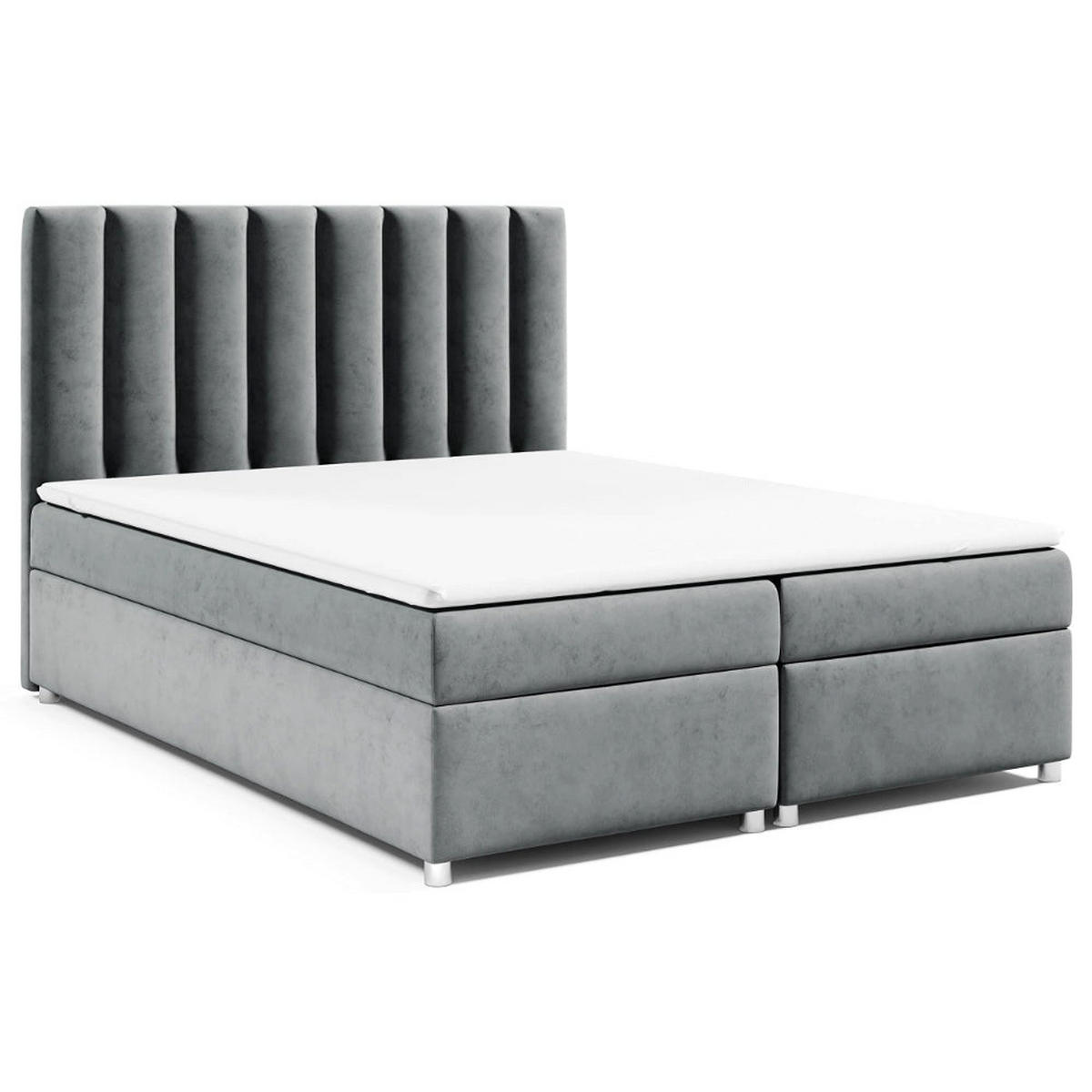 BOXBETT mit Bettkasten Trinity K-10 Bonellfederkern inkl. Topper - Grau, Holz/Holzwerkstoff (160/200cm) - Best For Home