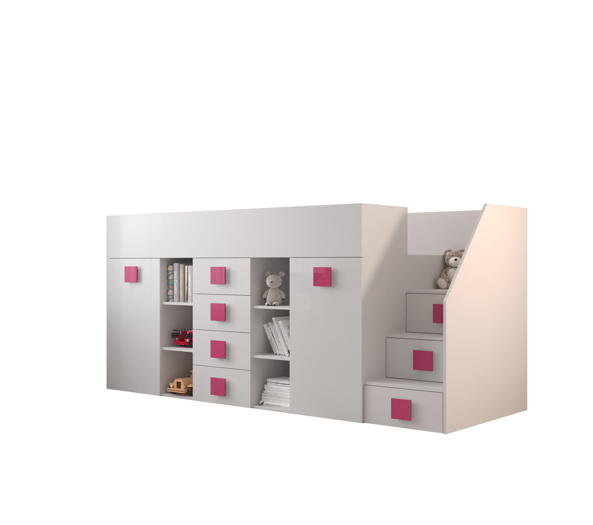HOCHBETT 248,5/93/123 - Pink/Weiß, Holz (90/200cm) - MÖBEL KRYSPOL