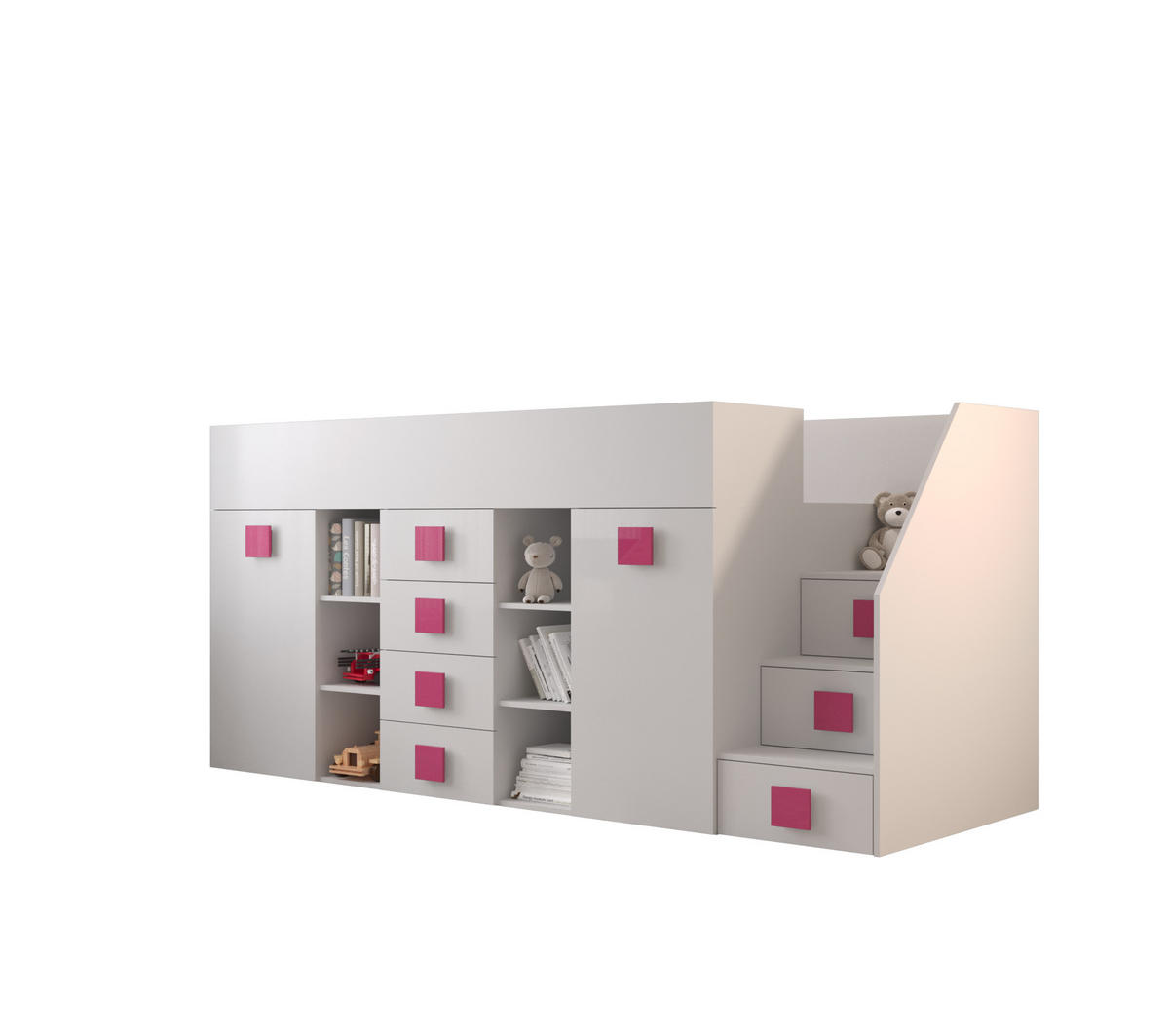 HOCHBETT 248,5/93/123 - Pink/Weiß, Holz (90/200cm) - MÖBEL KRYSPOL