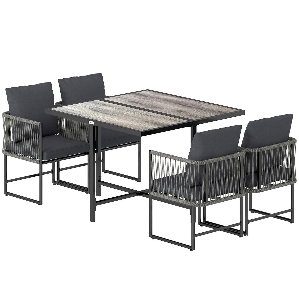 GARTENMÖBEL SET 5-teilig DE-09893 Grau - Grau, Metall - ComfortXL