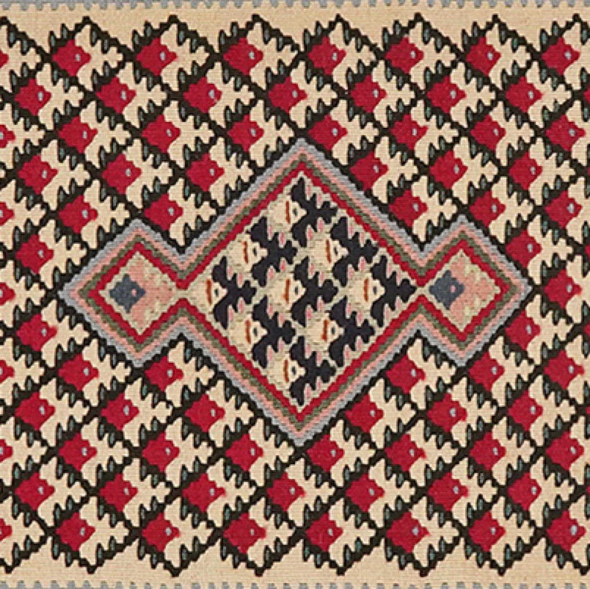 KELIM-TEPPICH handgewebt Senneh Beige, Rot 85/57 cm Schurwolle - Beige/Rot, Textil (57/85cm) - Looma
