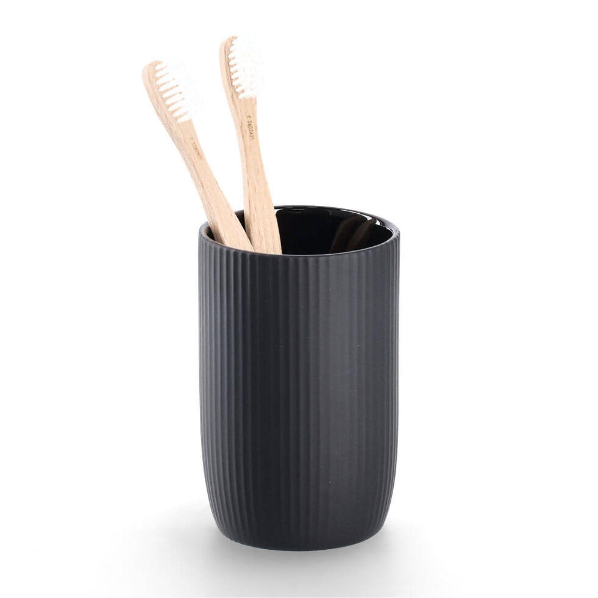 ZAHNBÜRSTENBECHER Keramik Ø 7,7 cm - Schwarz, Keramik (7.7/12/7.7cm)