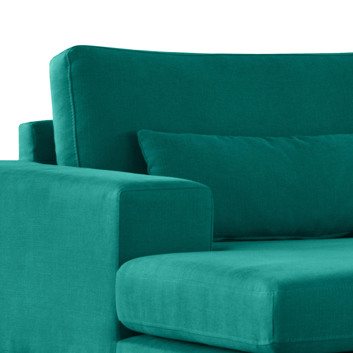 WOHNLANDSCHAFT mit Longchair - Buchefarben/Petrol, Buchenholz/Textil (371/81/219cm) - home24